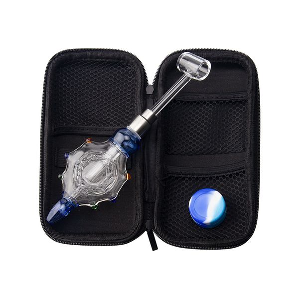 Vaping Rüya NC082 Cam Bong Renkli Dökülme Koşullu Sigara Boruları Çanta Seti 510 Seramik Uç 45/90 Derece Quartz Banger Tırnak Kaplumbağa Stili Kolye Cam Boru Dabber Aracı