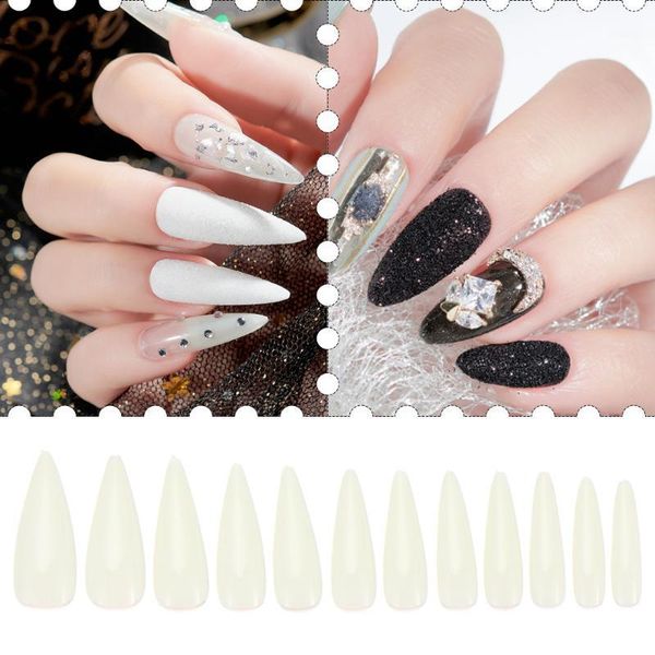 

pcs/bag full cover clear nail tips almond style false long stiletto plastic nails uv gel party french manicure tip1, Red;gold