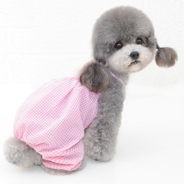 

summer pet clothes puppy plaid dress skirt clothing spring dresses for dogs jean princess cloth s-2xl dog supplies apparel