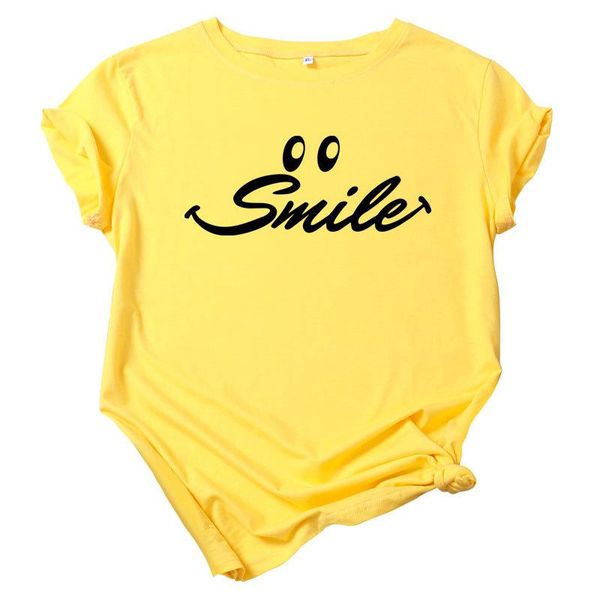 

women's t-shirt letter printed tee plus size woman short sleeve t-shirts tshirts smile t shirts, White