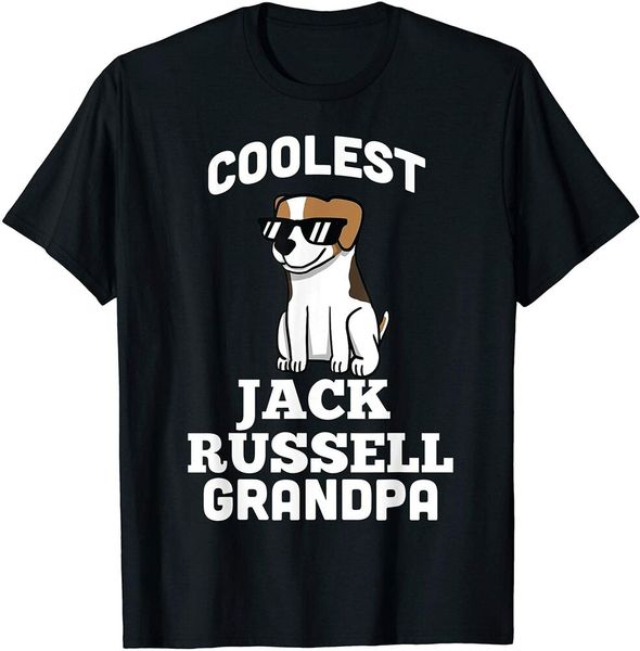 

coolest jack russell terrier grandpa funny dog gift t-shirt size s-5xl, White;black