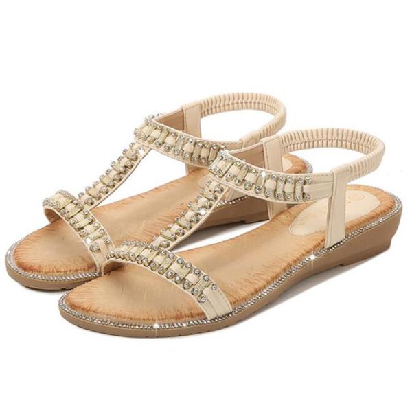 

sandals women summer rhinestone open toe outdoor ladies plus size 36-42 female shoes sandalias de mujer cx181, Black