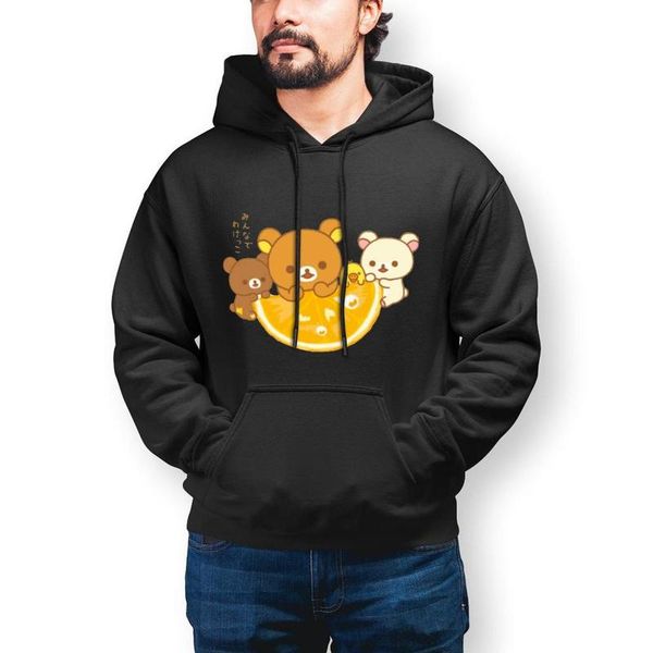 

men's hoodies & sweatshirts rilakkuma hoodie loose winter casual long sleeve cotton pullover men over size, Black