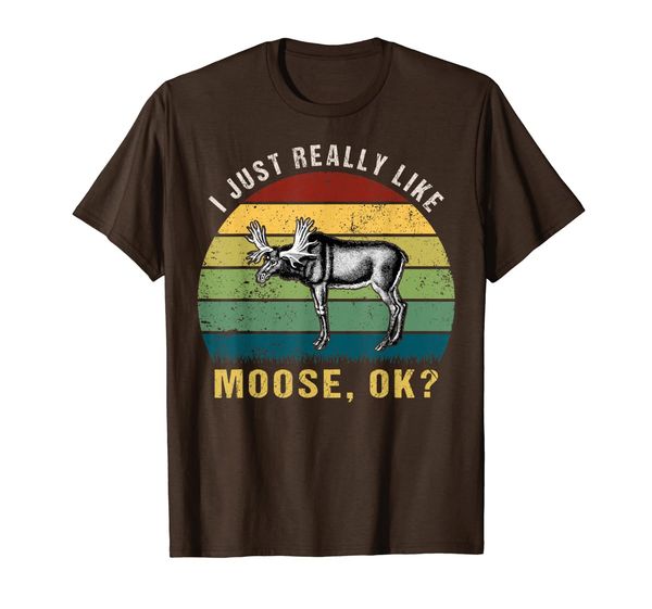 

vintage retro moose lover tee i just really like moose ok t-shirt, White;black