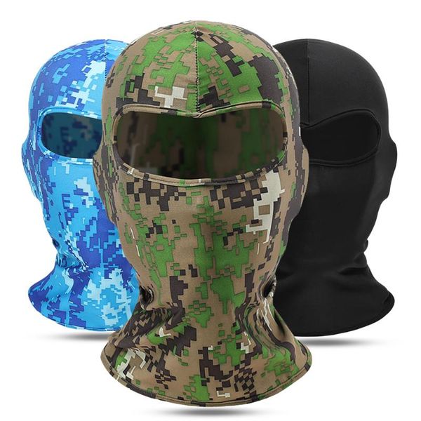 

winter anti-uv fishing mask ice silk tactical camouflage full face army hunting cycling sports running military cap scarf caps & masks, Black