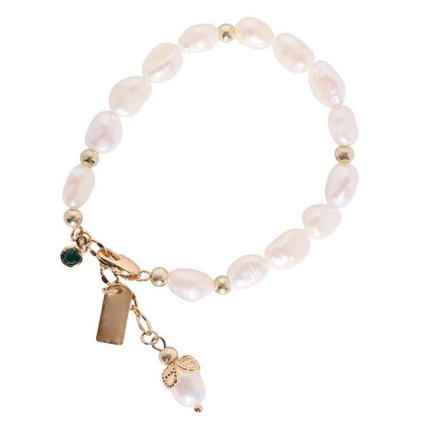 

link, chain vintage luxury natural pearl bracelet for woman fashion handmade gold cuff 2021 jewelry anniversary gift, Black