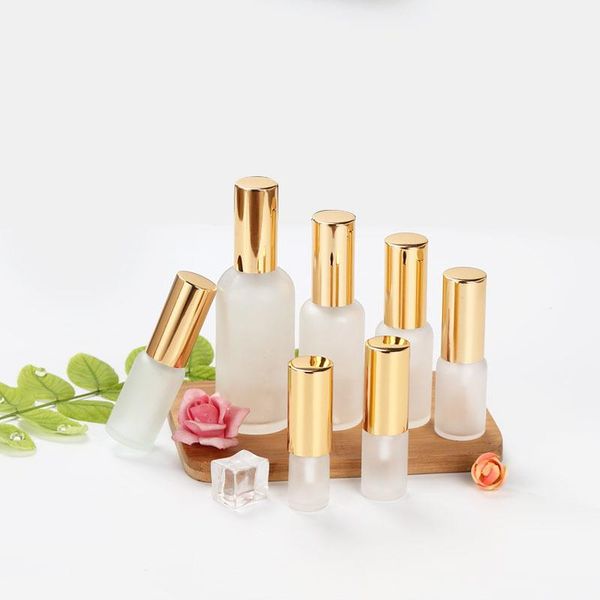 

storage bottles & jars essence oil lotion pump bottle cosmetic containers spray frosted glass empty vial 10ml 15ml 20ml 30ml 100ml 15pcs