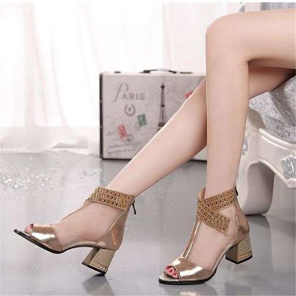

dress shoes 2021 roman style sandals female with mesh fish mouth thick women's heel cool boots plus 33-41size, Black
