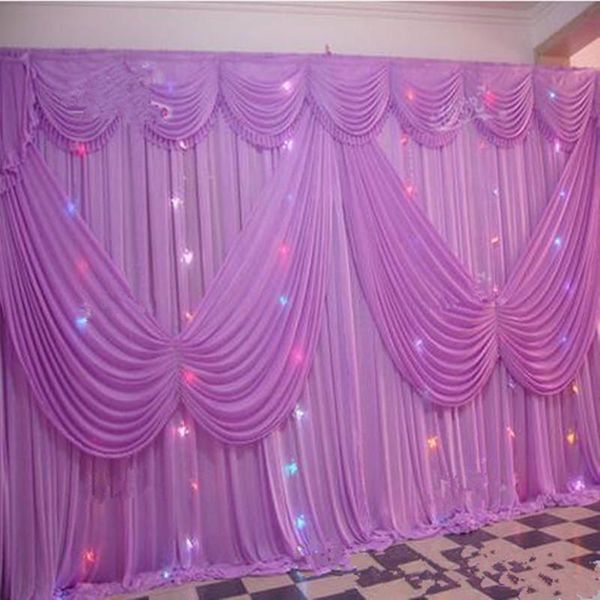 

party decoration romantic purple 10ft*20ft wedding stage backdrop with beatiful swag drape and curtain