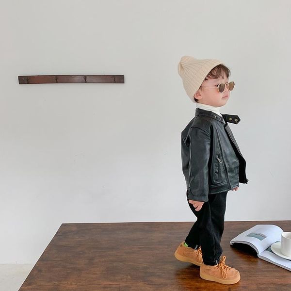 

jackets boys clothes autumn coat 2021 boys' leather handsome locomotive cool personality kids jacket zipper, Blue;gray