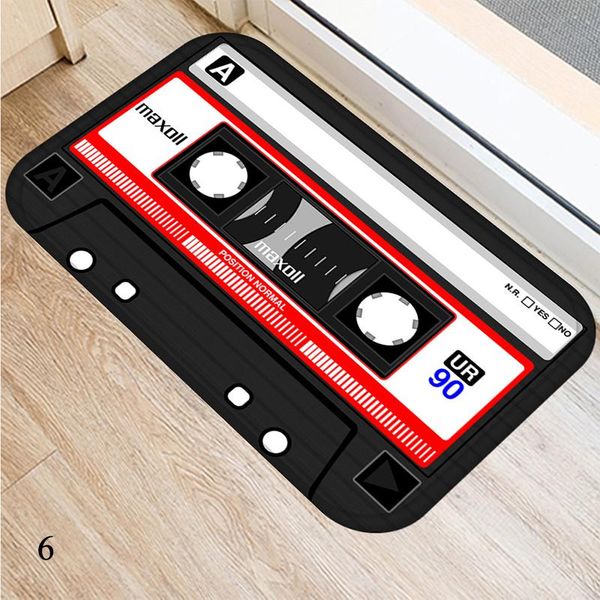 

carpets entrance anti-slip doormat vintage tv music cassette r decor welcome pad water absorption