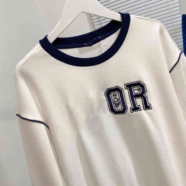 

new casual letter embroidery round neck pullover long sleeve men's and women's loose sweater in the autumn of category clothing ou, Black