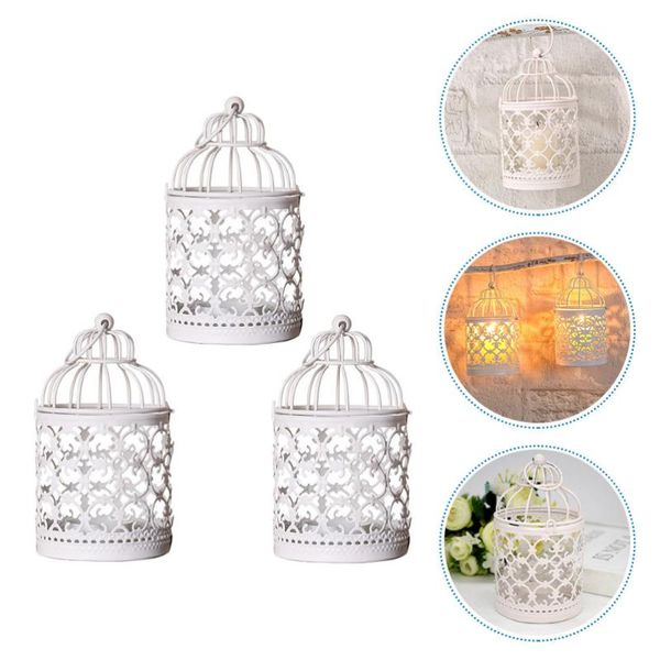 

candle holders 3 pcs birdcage candleholder holder iron cage candlestick (candle)