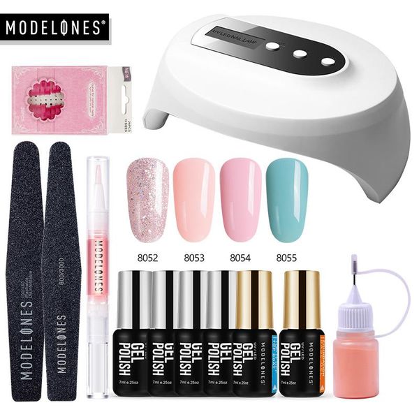 

nail art kits modelones z10 36w led lamp varnish beginner manicure tools set 12pcs/lot uv dryer usb cable gel polish