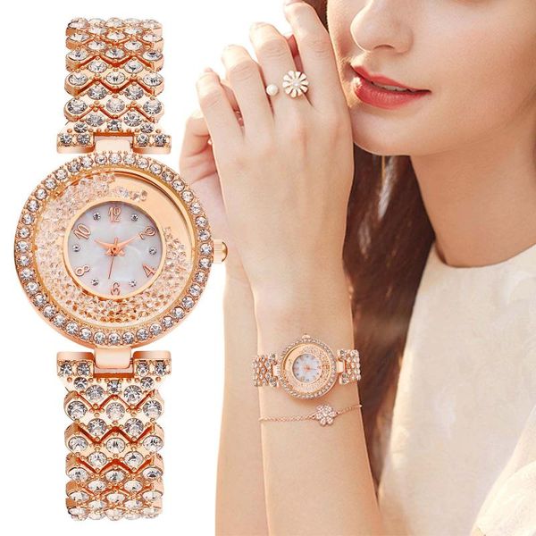 

wristwatches rose gold waterproof quartz wristwatch for ladies 2021 luxury fashion women's watch crystal bracelet reloj, Slivery;brown