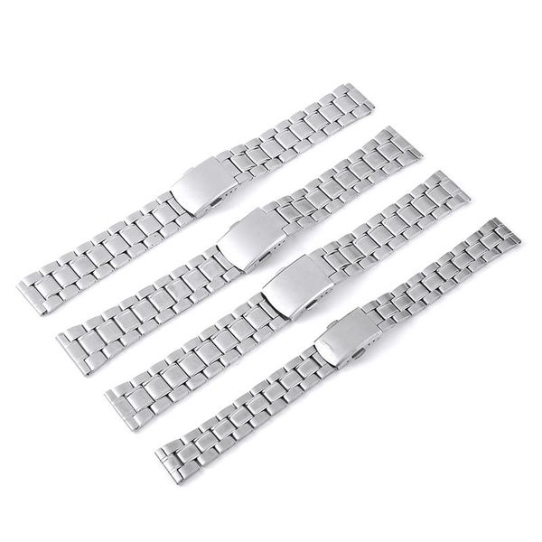 

watch bands 14-22 mm stainless steel watchbands men women wristwatch replacement strap metal buckle straight end wrist band, Black;brown