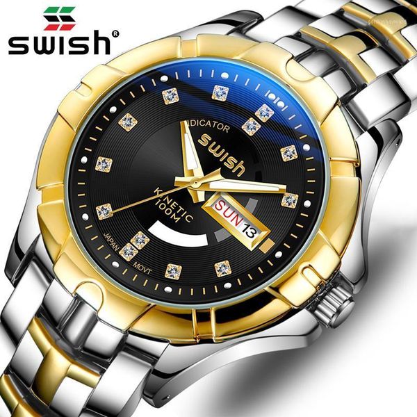 

wristwatches swish luxury watch for men 2021 fashion waterproof sport quartz clock stainless steel military wristwatch male relogio masculin, Slivery;brown