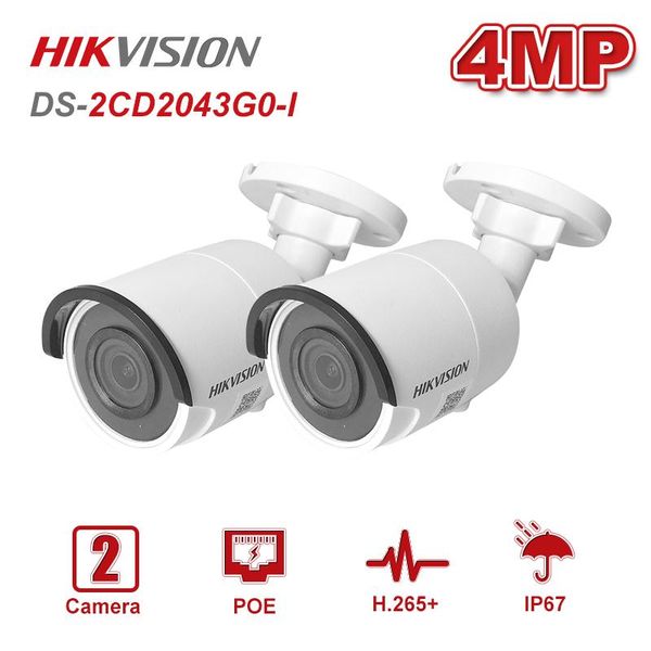 

hikvision ds-2cd2043g0-i 4mp poe ip camera 2pcs h.265+ home/outdoor ip67 video night vision cctv security surveillance cameras
