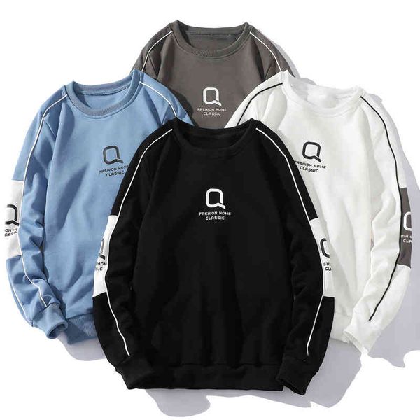 

men's sweater round neck spring and autumn new korean youth leisure long sve t-shirt bottom shirt fashion men's wear, White;black