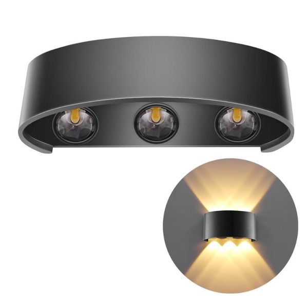 

wall lamp indoor damp proof arch for home (black warm white 6w)