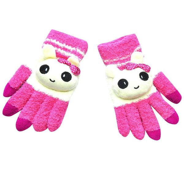 

five fingers gloves winter women knitted full finger cute pattern mittens, Blue;gray