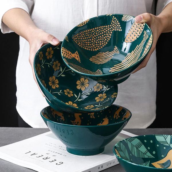 

bowls lingao japanese creative relief under glaze color ceramic tableware restaurant douli mixed with sauce noodle bowl household sou