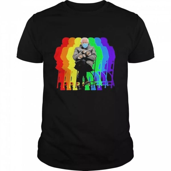 

bundled up bernie sitting in chair inauguration 2021 t-shirt, White;black