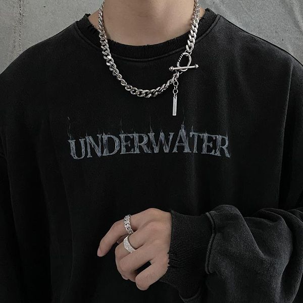 

chains holiday souvenir cuban titanium steel necklace men's and women's hip hop clavicle chain accessories couple, Silver