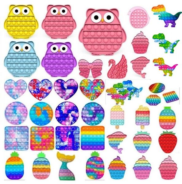 

tie die rainbow push fidget toy sensory push bubble fidget sensory autism special needs anxiety stress reliever for office workers