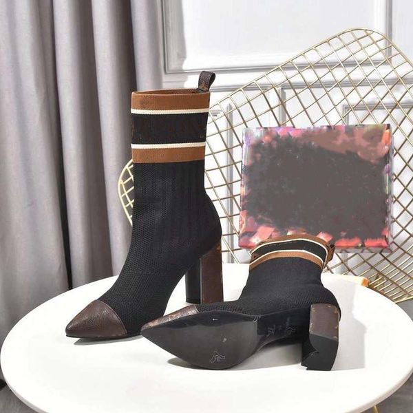 

boots est women stock pointed toe high heels shoes genuine leather heel, Black