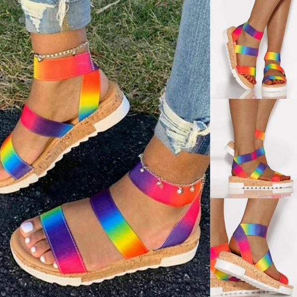 

women ladies ankle strap espadrilles sandals summer wedges platform heels shoes k2, Black
