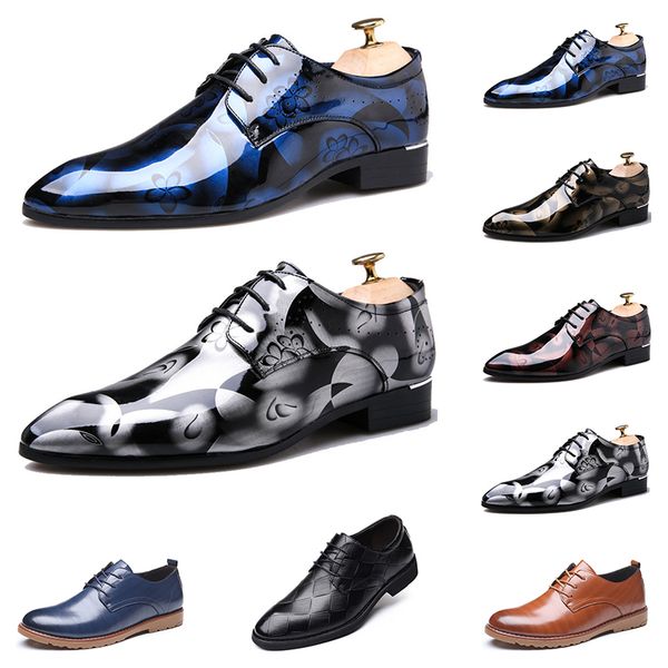 GAI GAI GAI Top 2022 Scarpe eleganti da uomo in pelle Stampa britannica Bule blu scuro Oxford con fronte nera Piatto Ufficio Festa Matrimonio Punta rotonda All'aperto