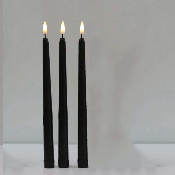 

pieces black led candles with flickering flame,battery operated flameless halloween grave decor votive church