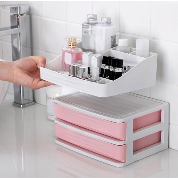 

bathroom storage & organization makeup organizer plastic cosmetic box container home office desksundries case drawer