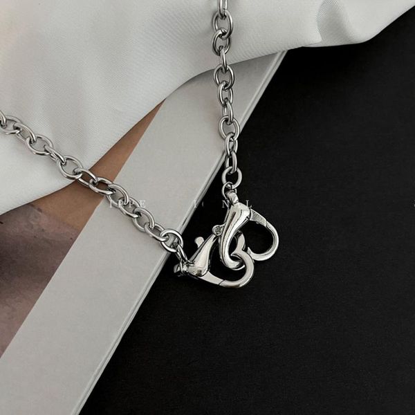 

pendant necklaces fashion hip-hop love heart necklace female metal basic punk clavicle chain 2021 trendy gothic personality link accessories, Silver