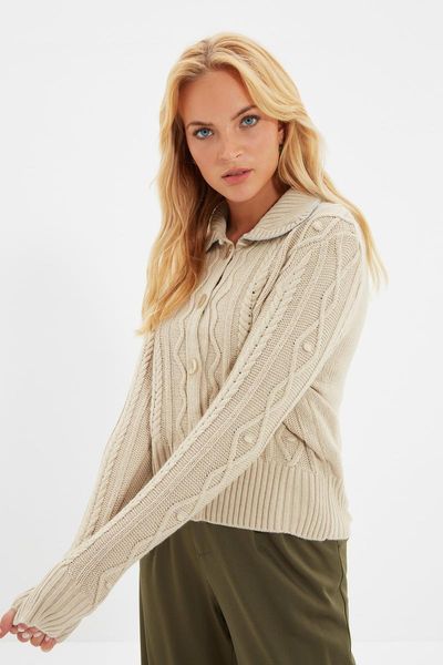 

women's knits & tees trendyol mesh detailed knitwear cardigan twoaw22hi0387, White