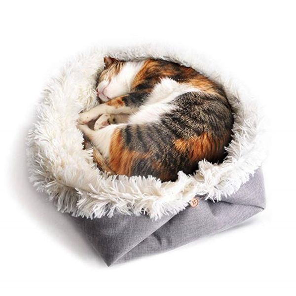 

pet dog bed warming house soft nest blanket long plush sleeping mat baskets winter warm kennel for cat puppy beds & furniture