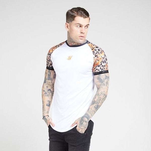 

2021 t-shirt mens summer fashion street siksilk pattern raglan sleevefitness running sports leisure brand short sleeve, Black