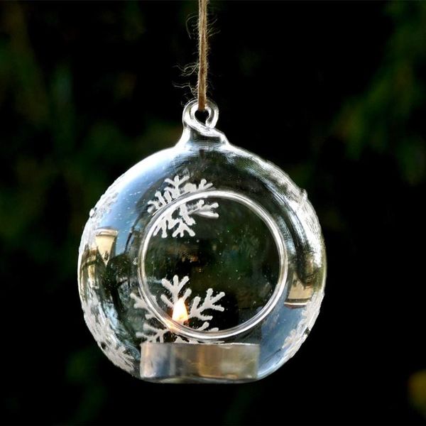 

candle holders 12pcs/pack diameter=8cm small size snowflake drawing glass terrarium holder home decoration christmas day hanging pendant