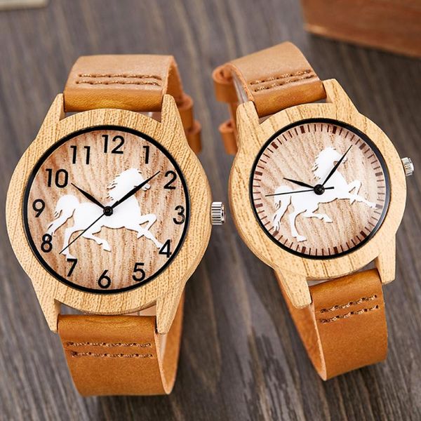 

wristwatches vintage imitation wood watch horse men women imitate wooden wristwatch soft leather band male quartz wrist clock reloj, Slivery;brown