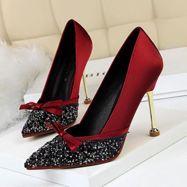 

dress shoes wedding women high heels glitter rhinestone black pumps butterfly-knot
