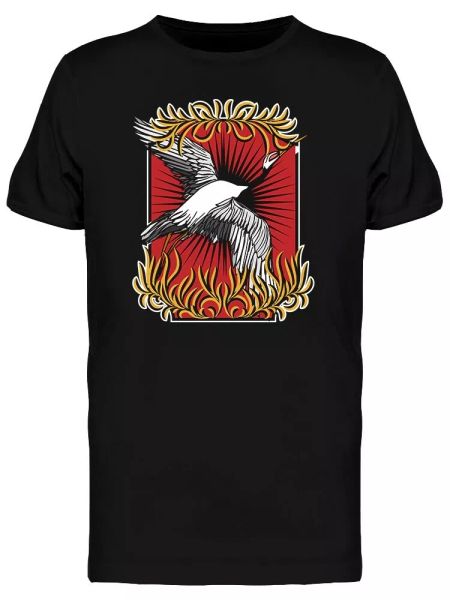 

flying crane tee men's -image by shutterstock, White;black