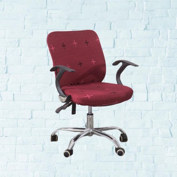 

armchair slipcover simple pattern removable type stretch computer office chair cover protector (deep red chairback w covers