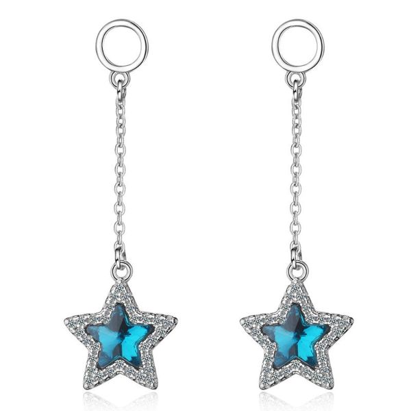 

stud arrivals trendy blue star 925 sterling silver ladies long tassel earrings original jewelry for women no fade girl, Golden;silver