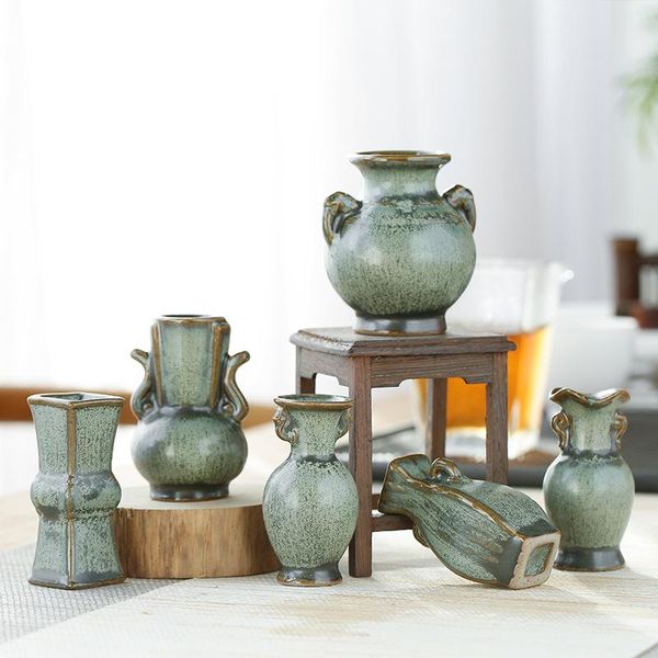 

mini ceramic small vase creative home decoration flower arrangement bronze glaze retro water planters & pots