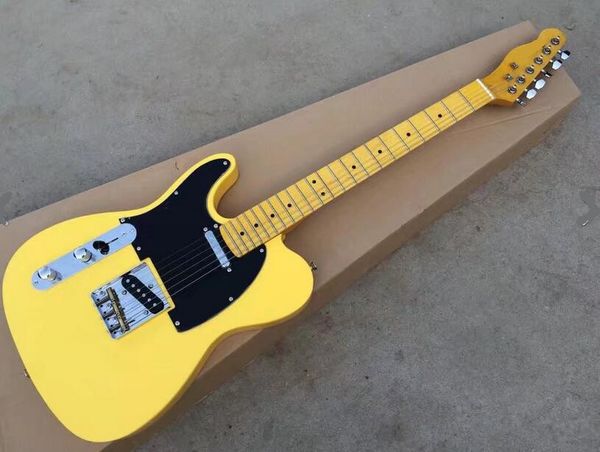 

factory customized yellow backhand electric guitar tl, maple neck, high quality