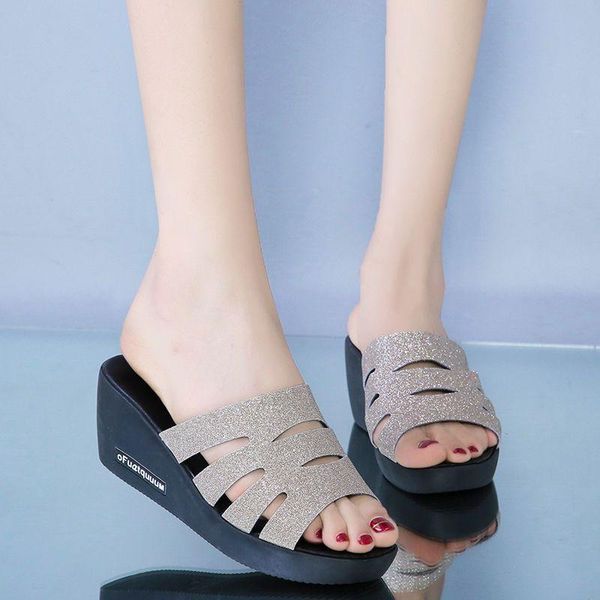 

sandals women summer slippers female casual slingbacks comfortable platform ladies pu wedges open toe beach shoes, Black
