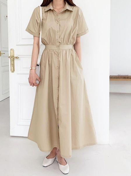 

casual dresses summer women's dress 2021 shirt long evening female vintage maxi party oversize pure women elegant prom, Black;gray