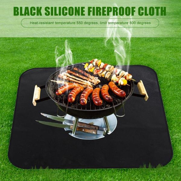 

outdoor pads barbecue flame retardant protective mat camping cloth floor protection insulation cushion silicone fireproof