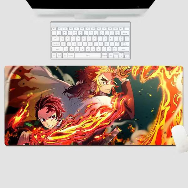 

mouse pads & wrist rests anime demon slayer mousepad hd printing computer gamers lock edge pad 90x40cm keyboard pc non-slip desk rubber mat